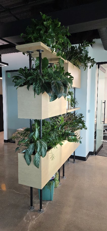 Architectural wood planter installation