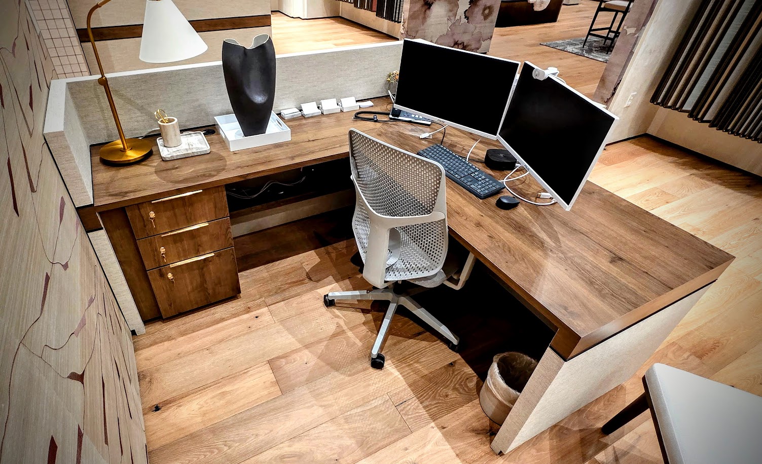 Retail reception desk with refined millwork